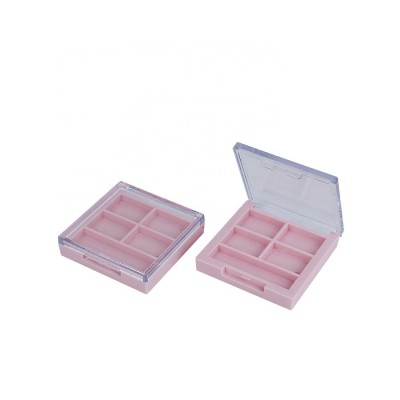 Wholesale eyeshadow compact cosmetic packaging containers square press powder 4 color plastic eye shadow case