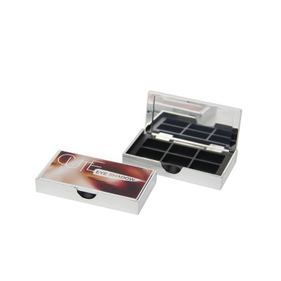 Rectangle 6 color eye shadow cosmetic palette plastic small eyeshadow case with mirror