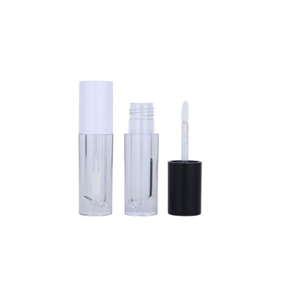 Hot sale fashion cute shape mini empty bottle tubes  plastic round lipgloss tube with white black cap