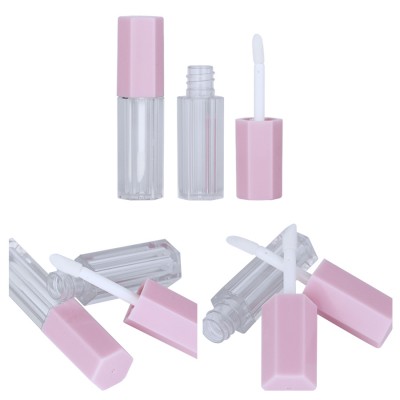 Custom hexagon plastic transparent applicator containers bottle lip gloss tube