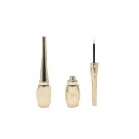 Round unique liquid plastic shiny gold eyes makeup packaging gel eye liner empty container eyeliner tube with brush